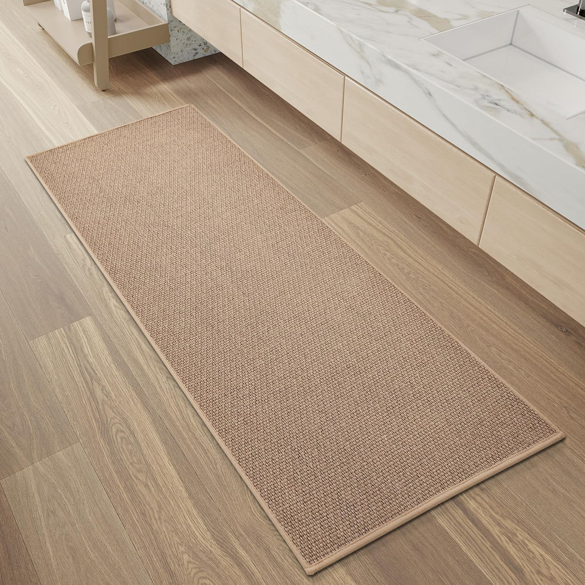PADOOR Non-Slip Bath Mat, Braided Absorbent Bathroom Mat, 17''x24'' Beige