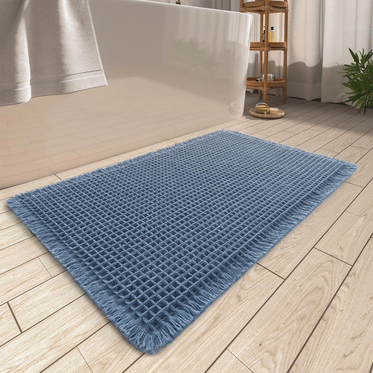 Upgraded Waffle Bath Mat Ultra Absorbent Non Slip Bathroom Mat, 18" x 30"
