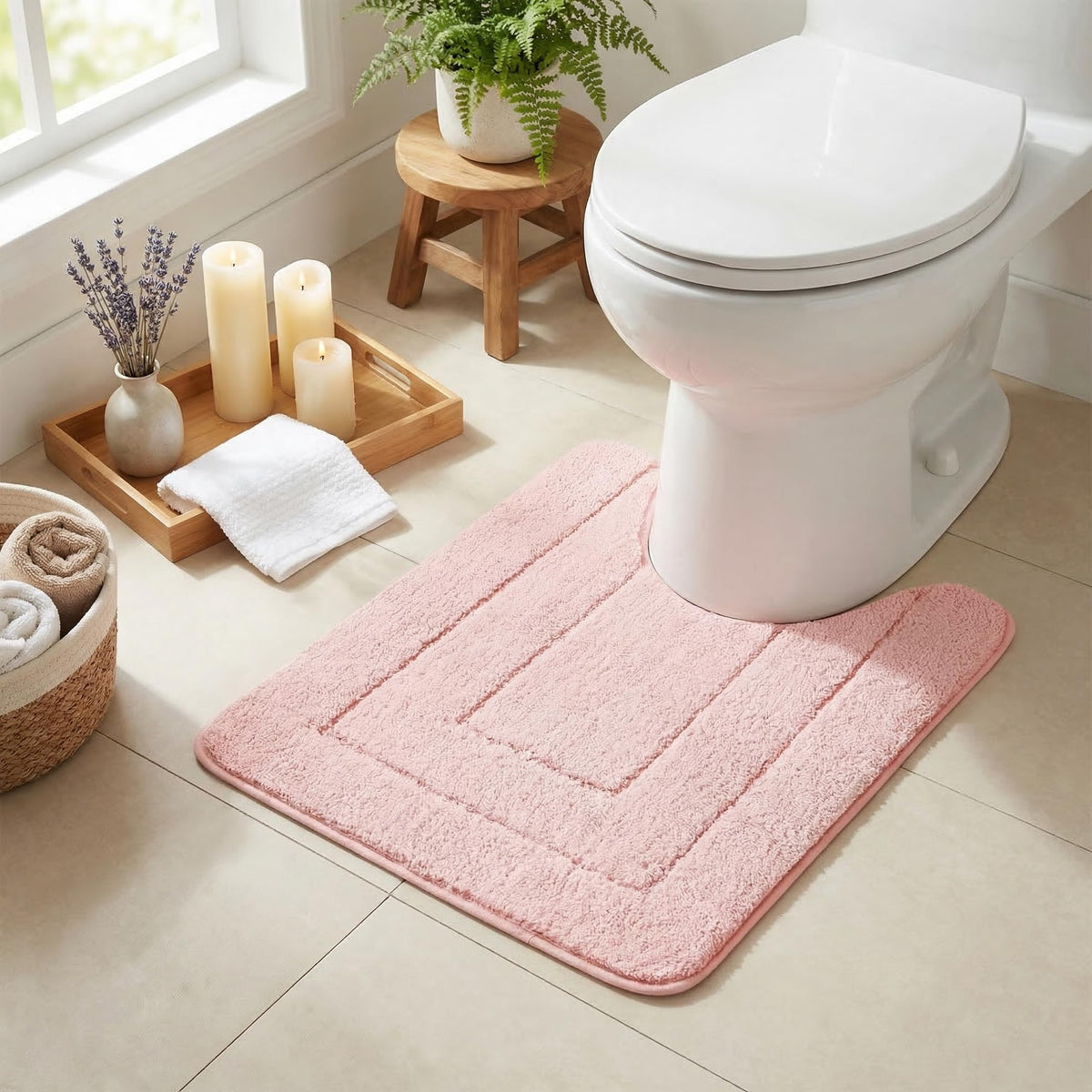 GRANNY SAYS Blue Bathroom Rug 16" x 24", Non-Slip Microfiber Bath Mat