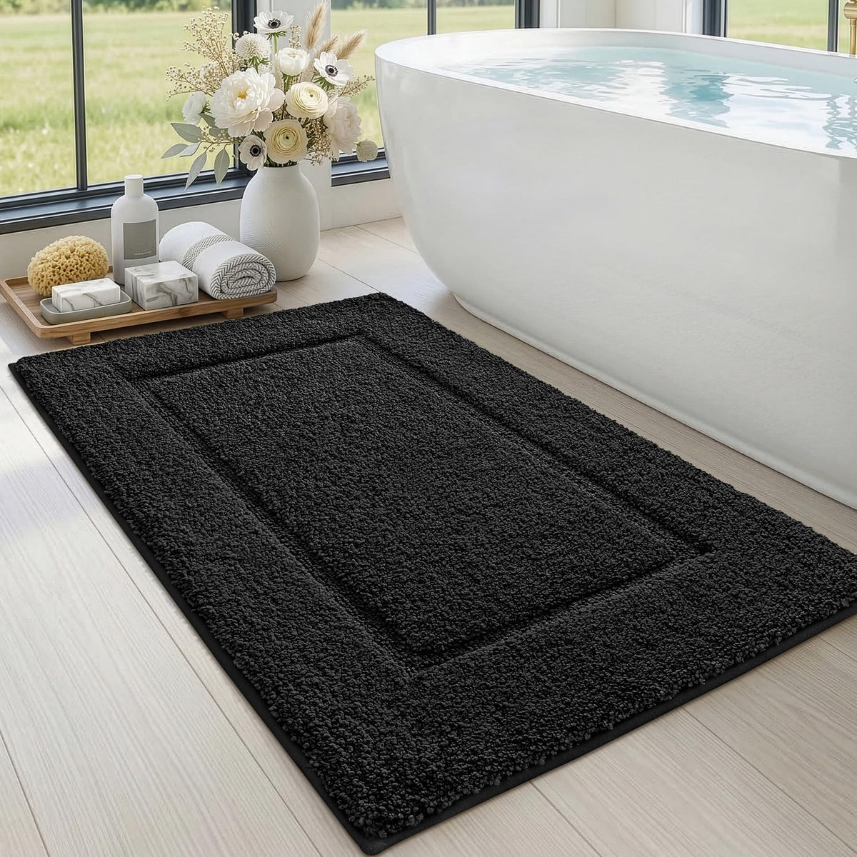 DEXI Bath Mat 24x16, Soft Absorbent Bathroom Rugs Non Slip, White