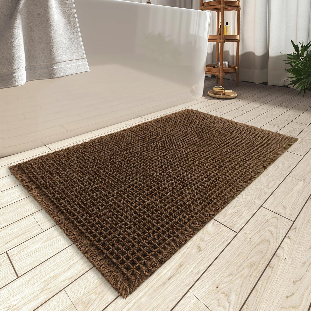 Upgraded Waffle Bath Mat Ultra Absorbent Non Slip Bathroom Mat, 18" x 30"