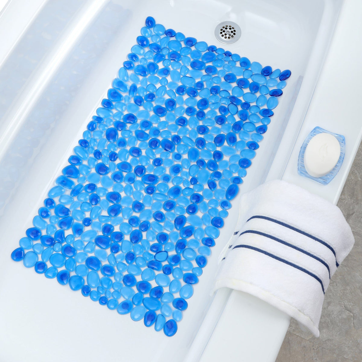 SlipX Solutions 38"x17" Pebble Non Slip Mat for Bath & Shower, Dark Gray