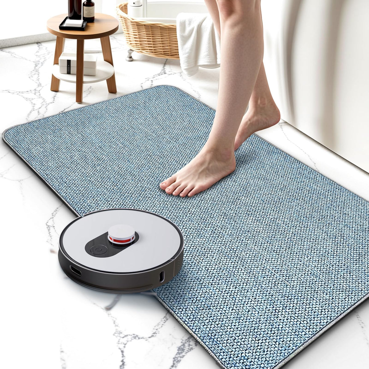 Bathroom Rugs Sets 2 Piece, Thin Bath Mat & U-Shaped Contour Toilet Rug Absorbent Quick Dry, Machine Washable, Non Slip Low Pile Bath Mats for Bathroom/Tub/Sink/Shower (27"x17" Plus 24"x20" U, Grey)