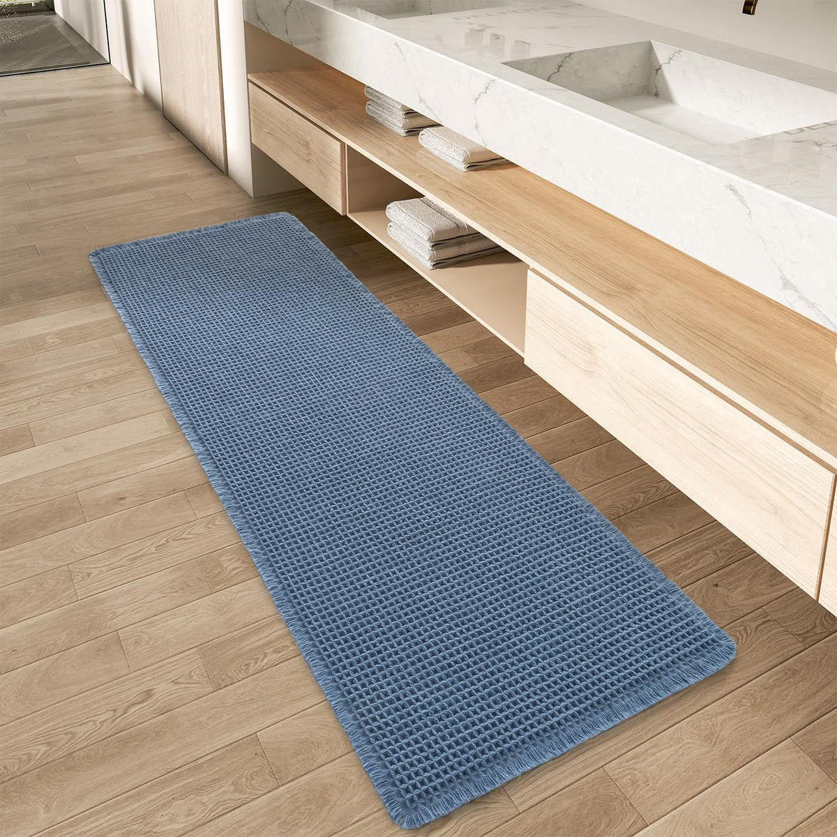 Upgraded Waffle Bath Mat Ultra Absorbent Non Slip Bathroom Mat, 18" x 30"