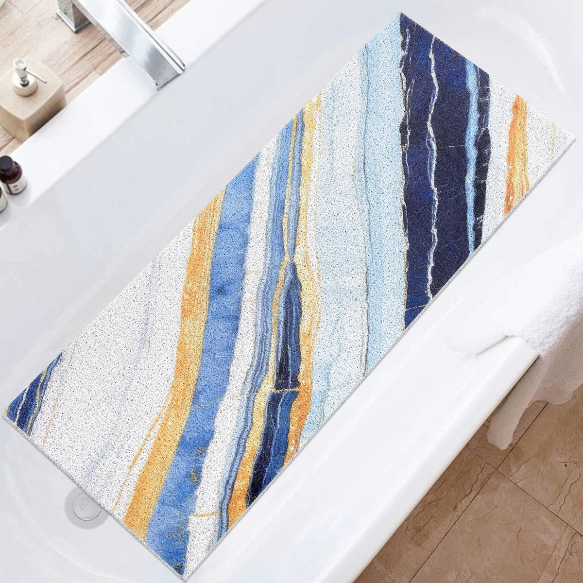 Shower Mat Non-Slip, Soft Comfort Bath Mat with Drainage Holes, PVC Loofah Massage Bathtub Mat for Shower, Tub, Bathroom, Wet Areas, Quick Drying