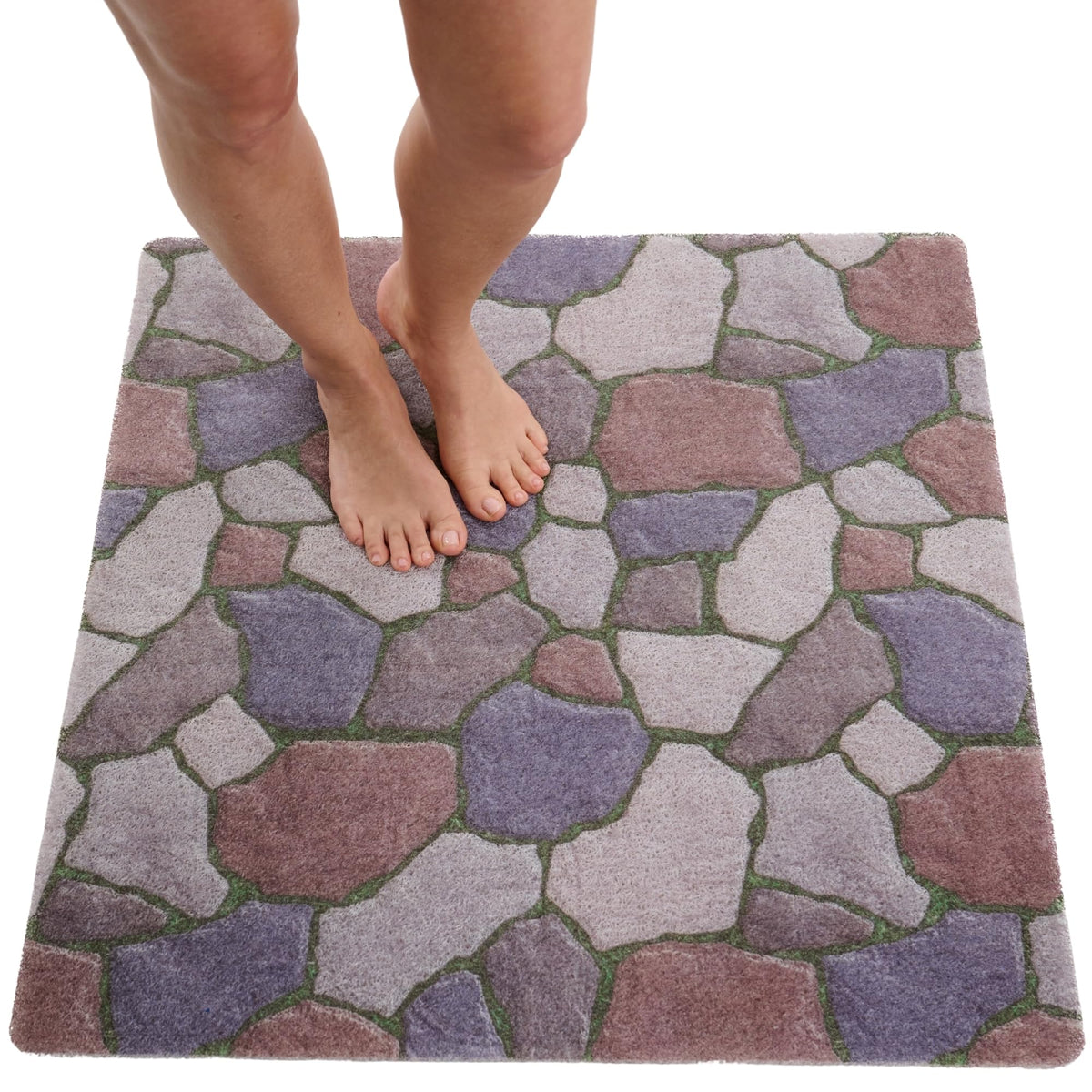 Non Slip Bathtub Mat Shower Mat for Tub - Loofah Bath Mats for Bathroom - 40x16 Bathtub Floor Mat - Textured Anti Slip Bath Mat Without Suction Cups - Secure Mat for Wet Areas (40x16 Pebble Blue)