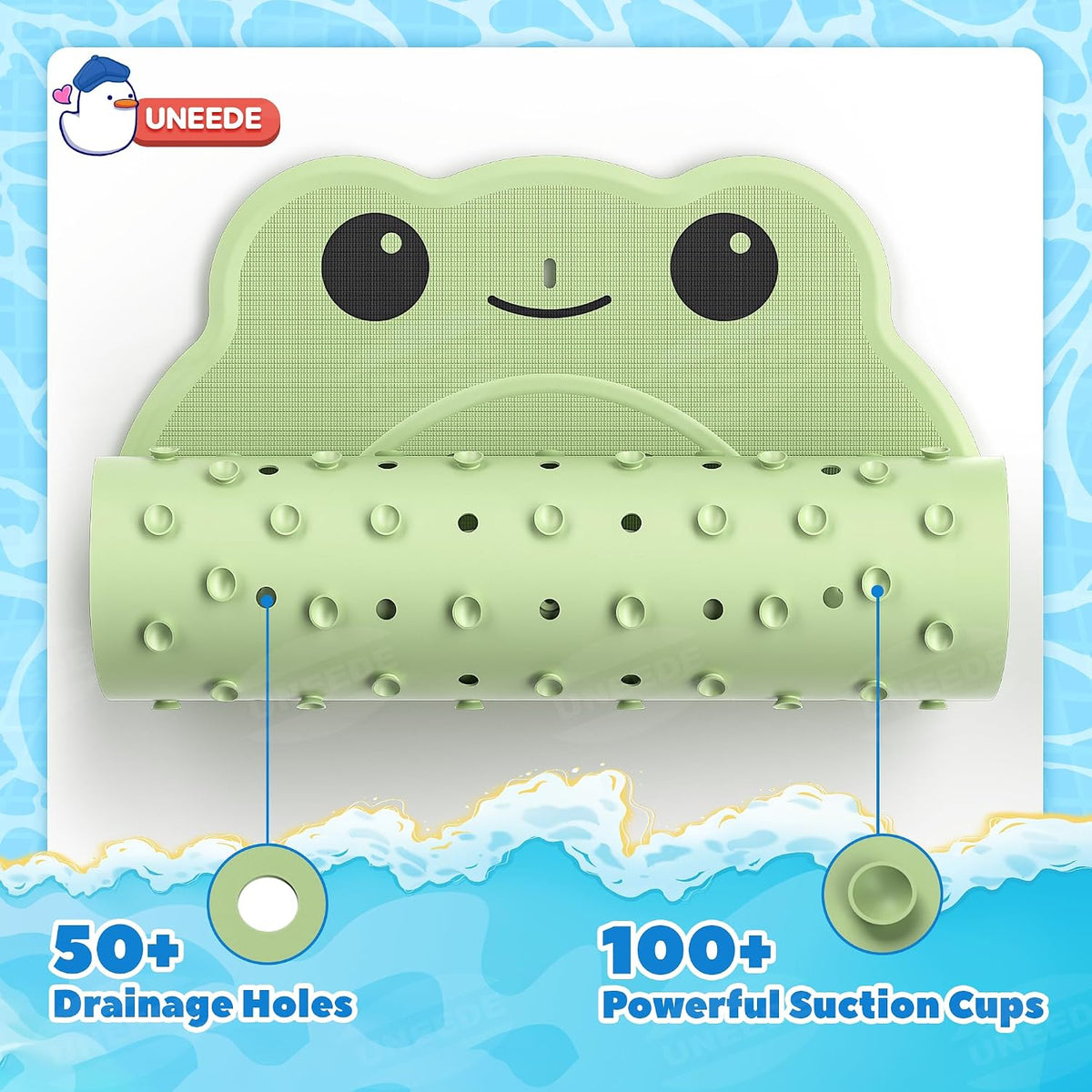 UNEEDE Kids Bathtub Mat Non Slip, Soft Rubber Shower Mat for Toddler