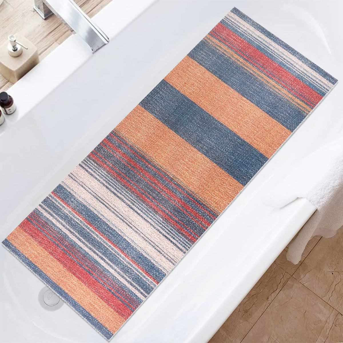 Shower Mat Non-Slip, Soft Comfort Bath Mat with Drainage Holes, PVC Loofah Massage Bathtub Mat for Shower, Tub, Bathroom, Wet Areas, Quick Drying