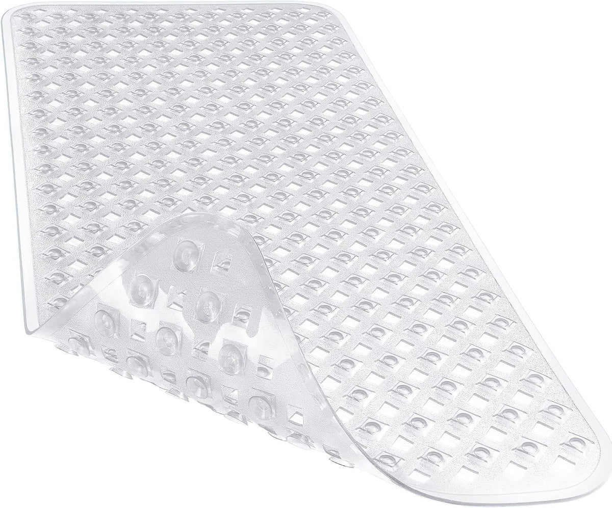 Yimobra Bathtub Mat Non Slip, 35"X16" Shower Mat with Strong Suction Cups & Drain Holes, Long Anti Slip Bath Tub Mat for Inside Shower, Machine Washable Fast Drying, Bathroom Essentials, Clear