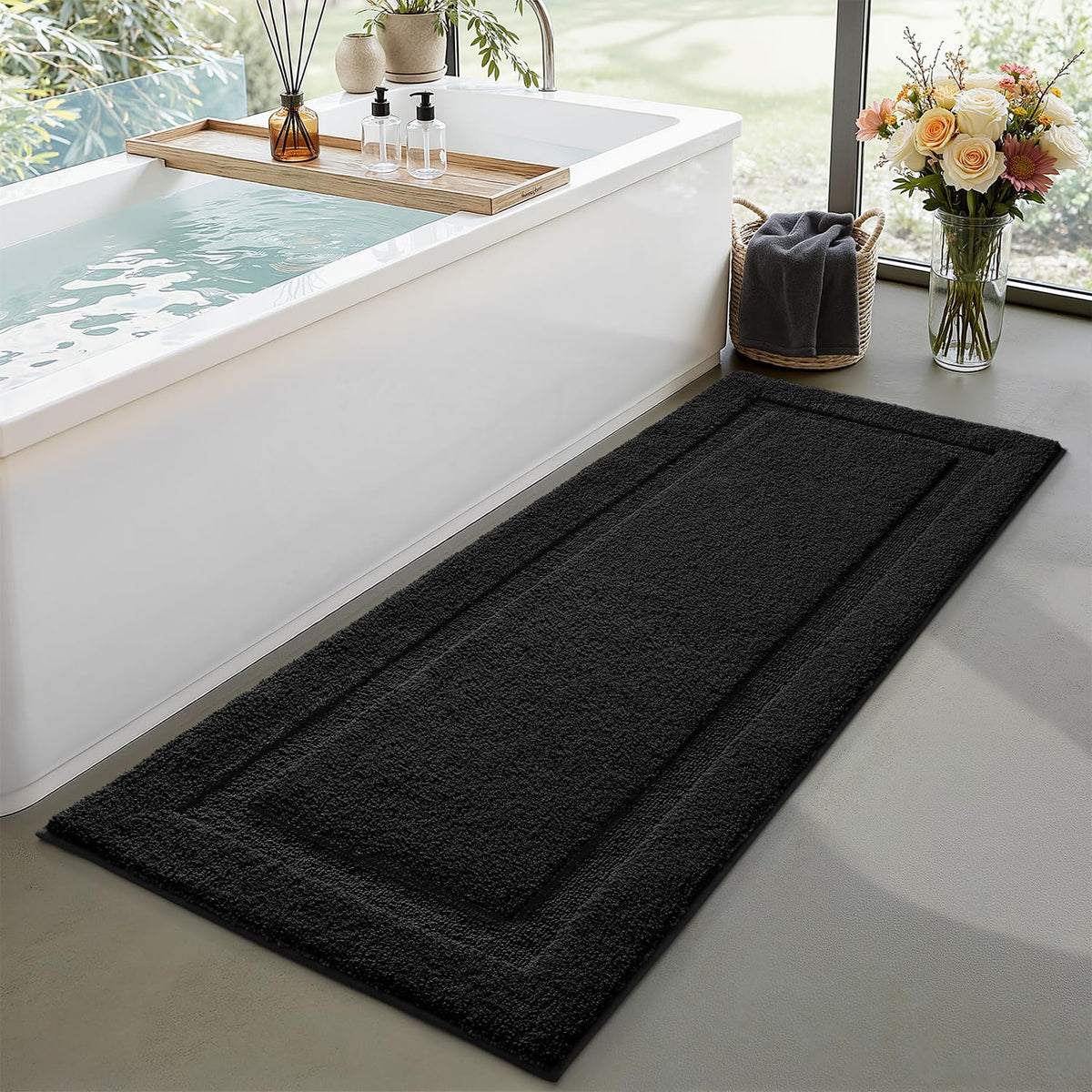 LUMI Ultra Soft Bathroom Rugs Absorbent, Non Slip Bath Mat 24x36, White