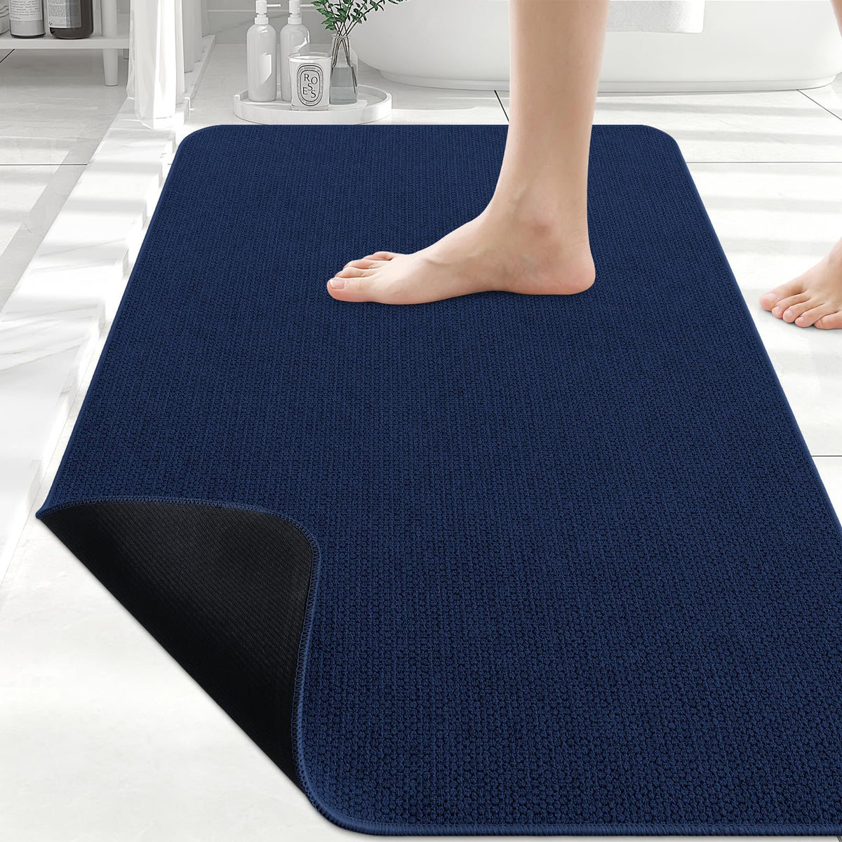 Smiry Ultra Thin Bath Mat 27x17, Non Slip Rubber Washable Bathroom Rugs
