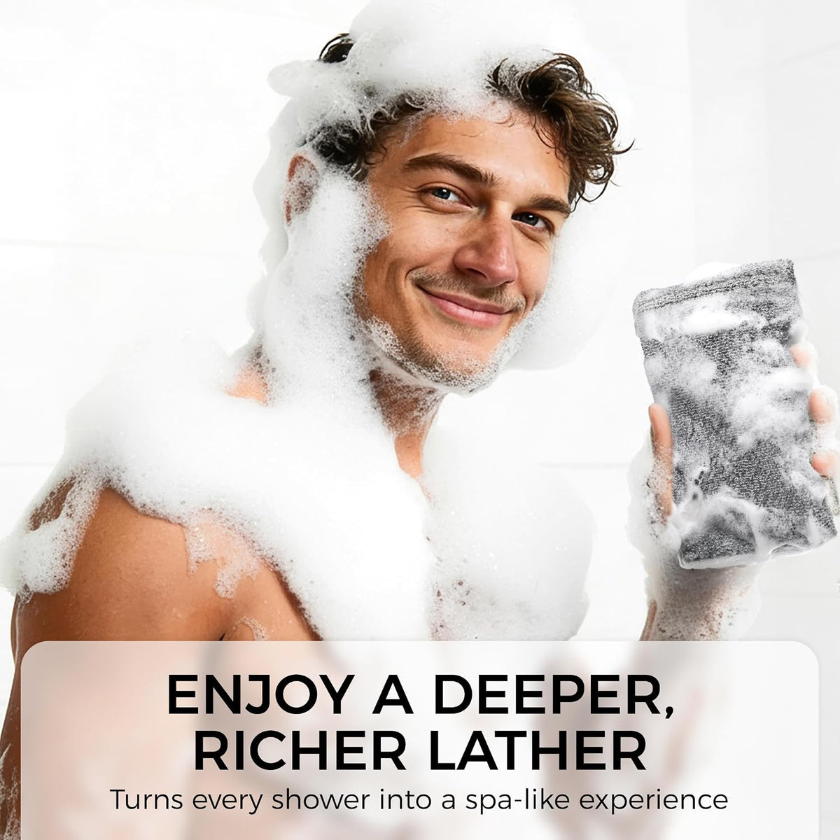 ZOMCHI Body Scrubber, Exfoliating Sponge for Shower, 2 Pack, Grey