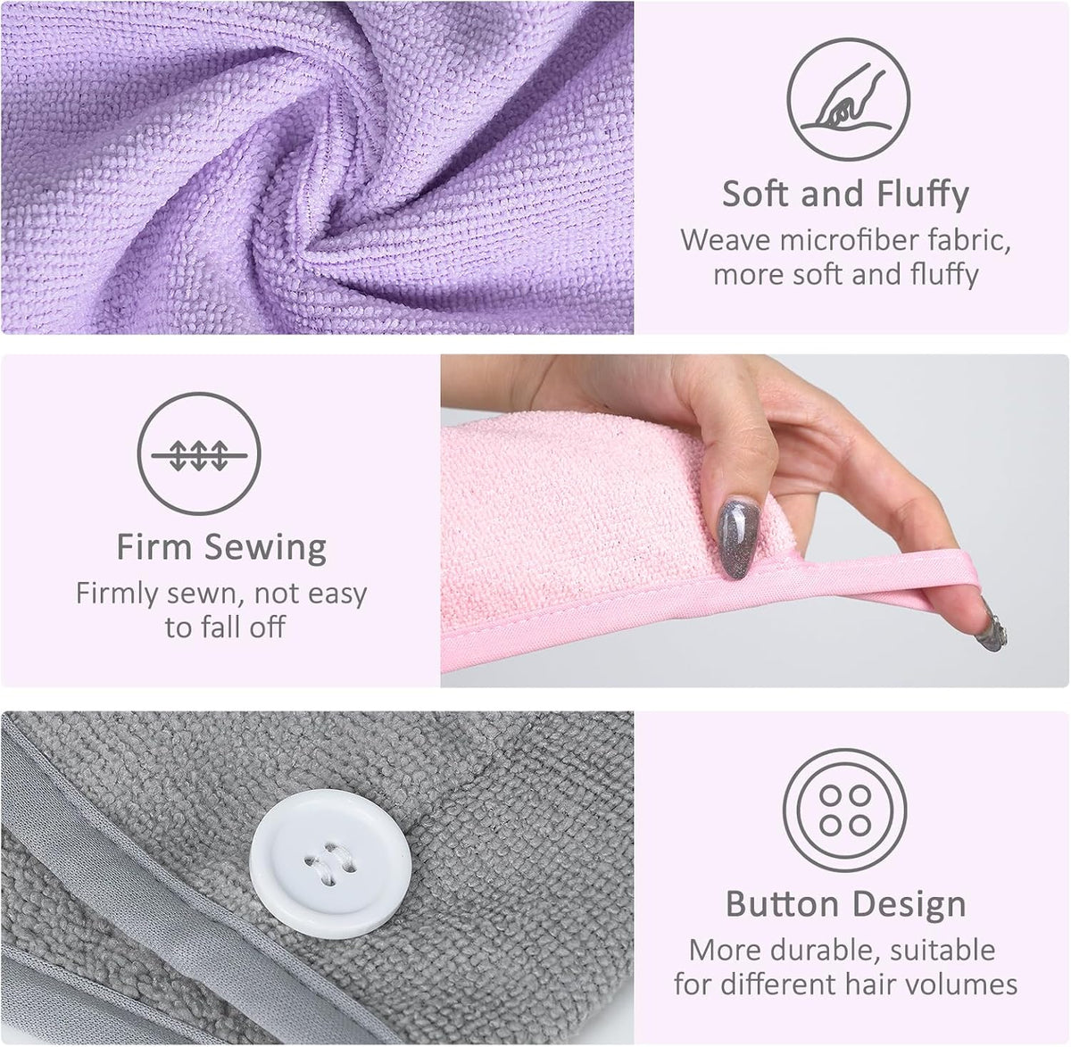 Microfiber Hair Towel Hair Wrap: 2 Pcs 10X26 Hair Dryer Women (5 Pcs)