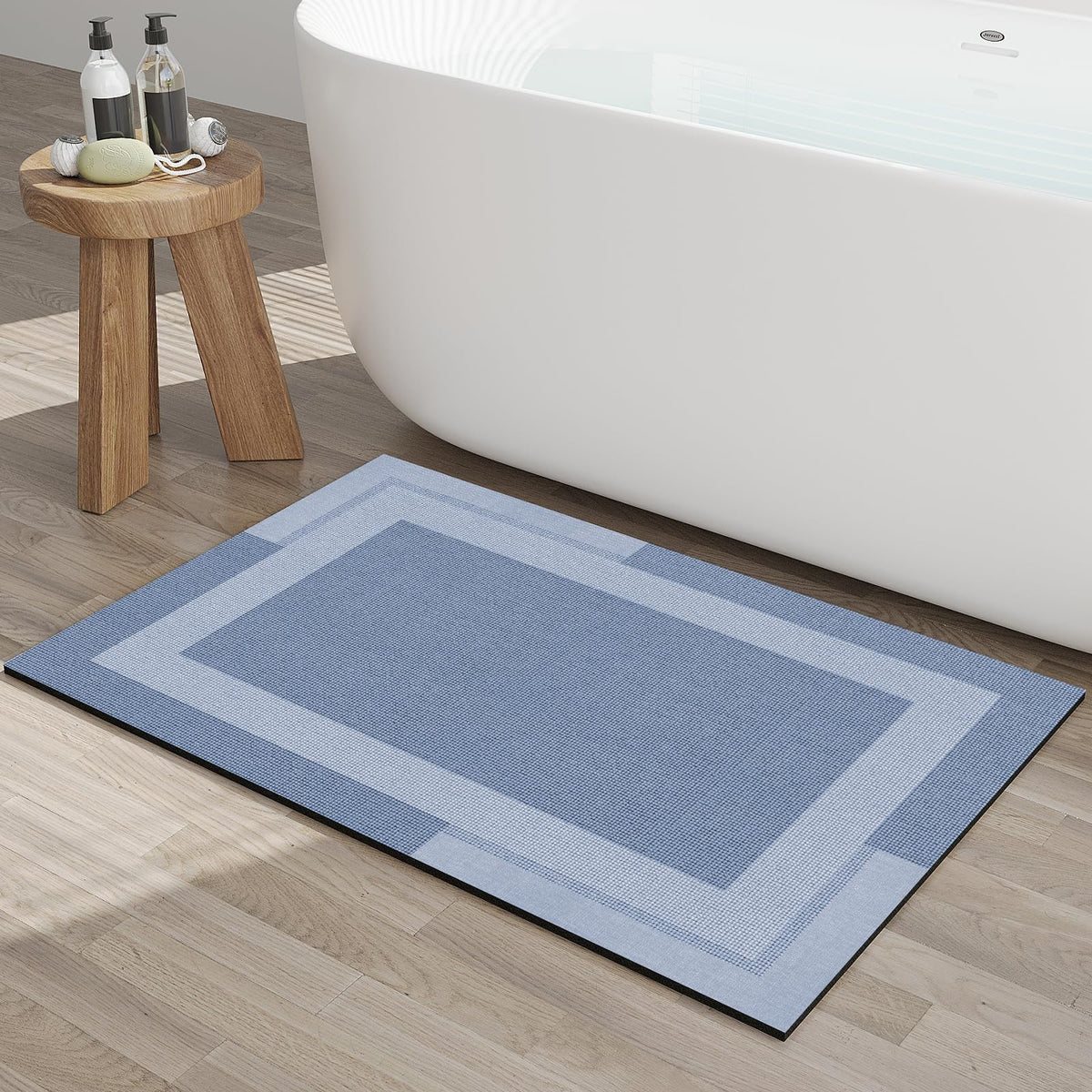 YDKGL Non Slip Bath Mat Thin Bathroom Rugs Fit Under Door Grey 16"x 24"