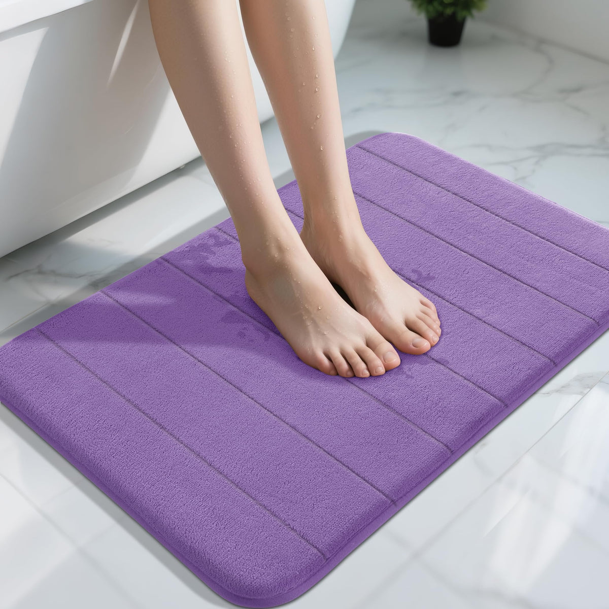 Yimobra Memory Foam Bath Mat, Super Soft Absorbent Bathroom Rug Non Slip 31.5x20 Inch, Quick Dry, Machine Washable Floor Carpet for Tub Shower, Home Decor Accessories, Beige