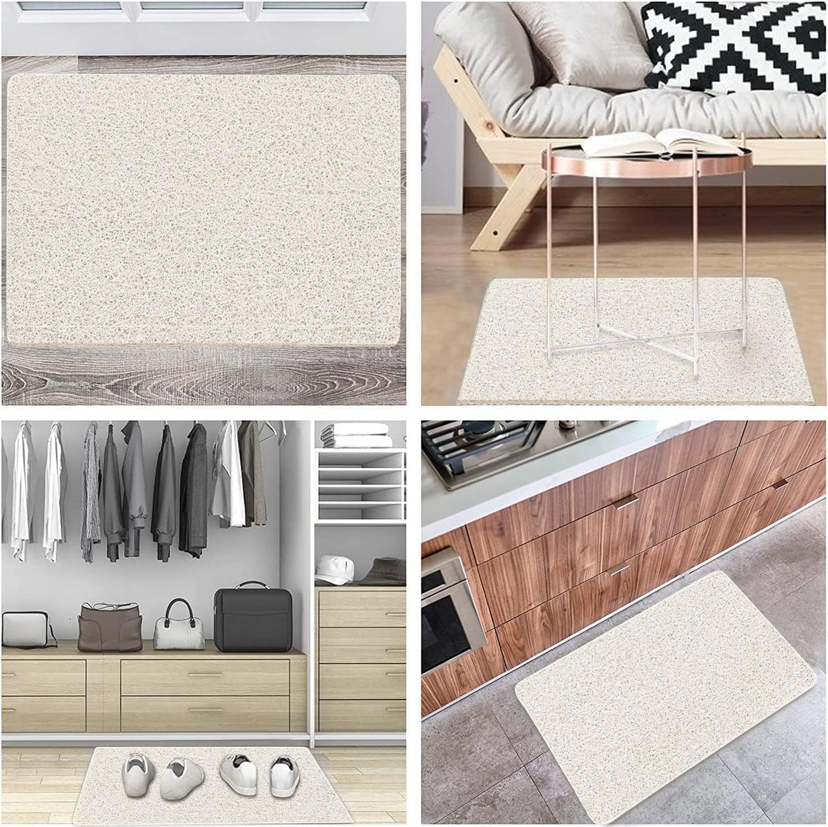 godehone Shower Mats Non Slip Without Suction Cups, PVC Loofah Bathroom Mats, Loofah Mats for Shower and Bathroom, Quick Drying, 15.7× 36 Inch, Beige