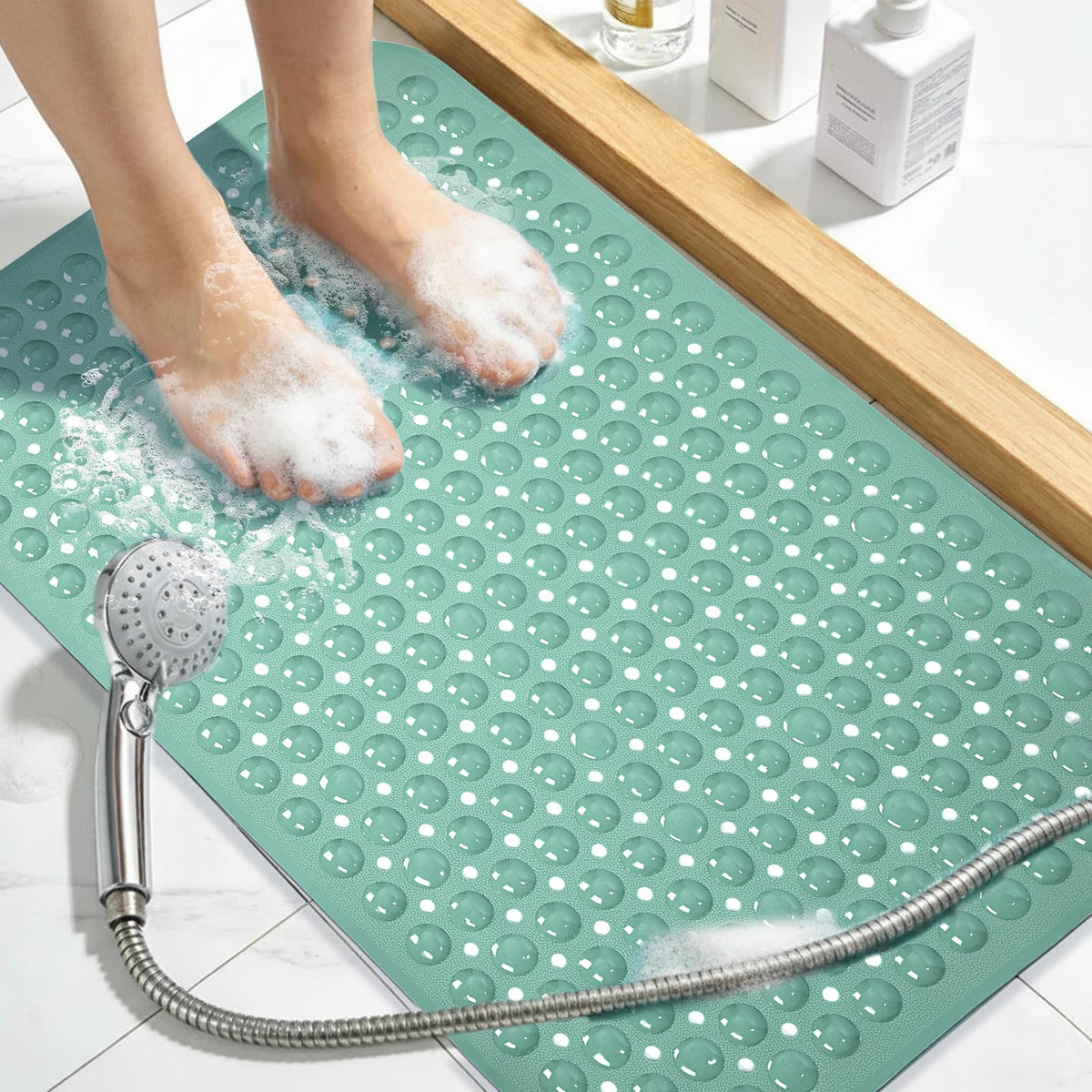 Extra Long Bathtub Mat Non Slip Bath Mat Black 40"x16" Full Size