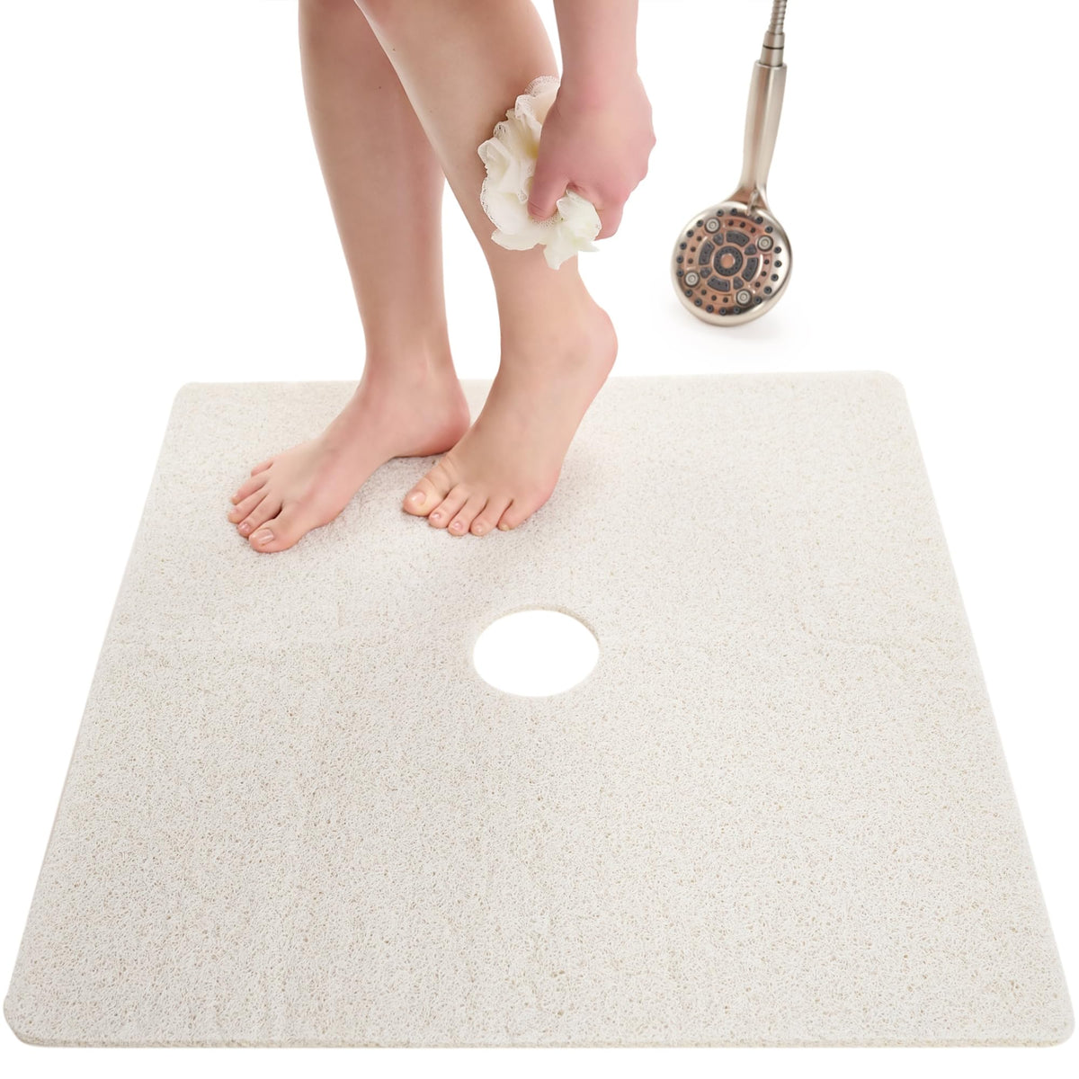 Non Slip Bathtub Mat Shower Mat for Tub - Loofah Bath Mats for Bathroom - 40x16 Bathtub Floor Mat - Textured Anti Slip Bath Mat Without Suction Cups - Secure Mat for Wet Areas (40x16 Pebble Blue)