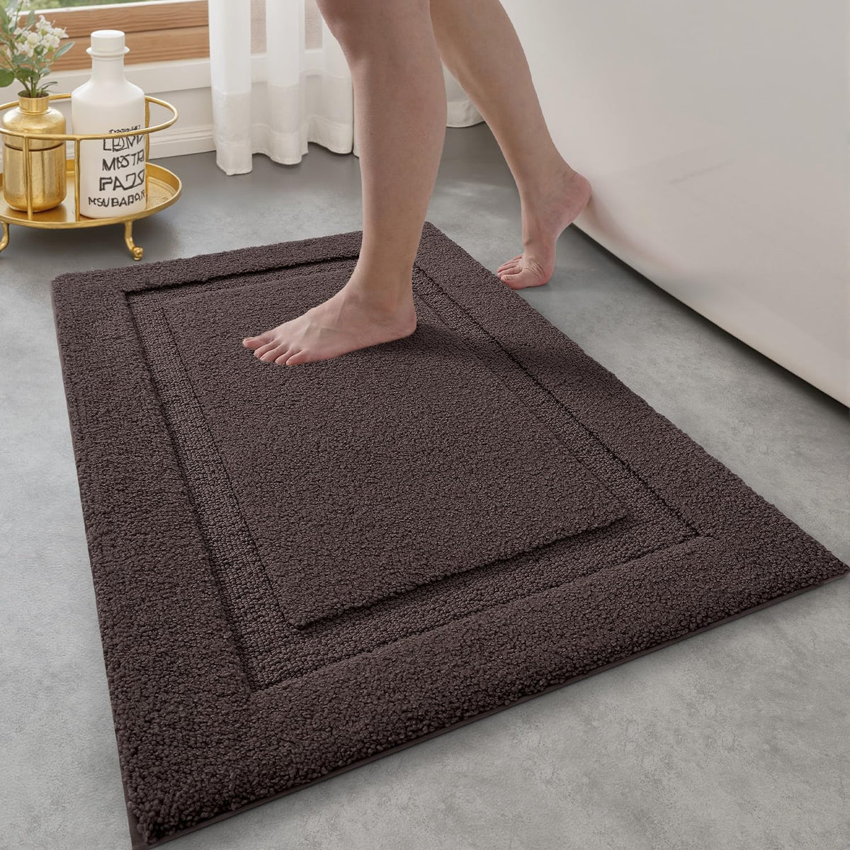 LUMI Ultra Soft Bathroom Rugs Absorbent, Non Slip Bath Mat 24x36, White