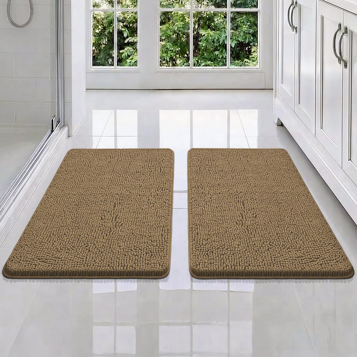 Bcoimo Small Bath Rug Mat,Chenille Extra Soft Navy Bathroom Mats for Floor