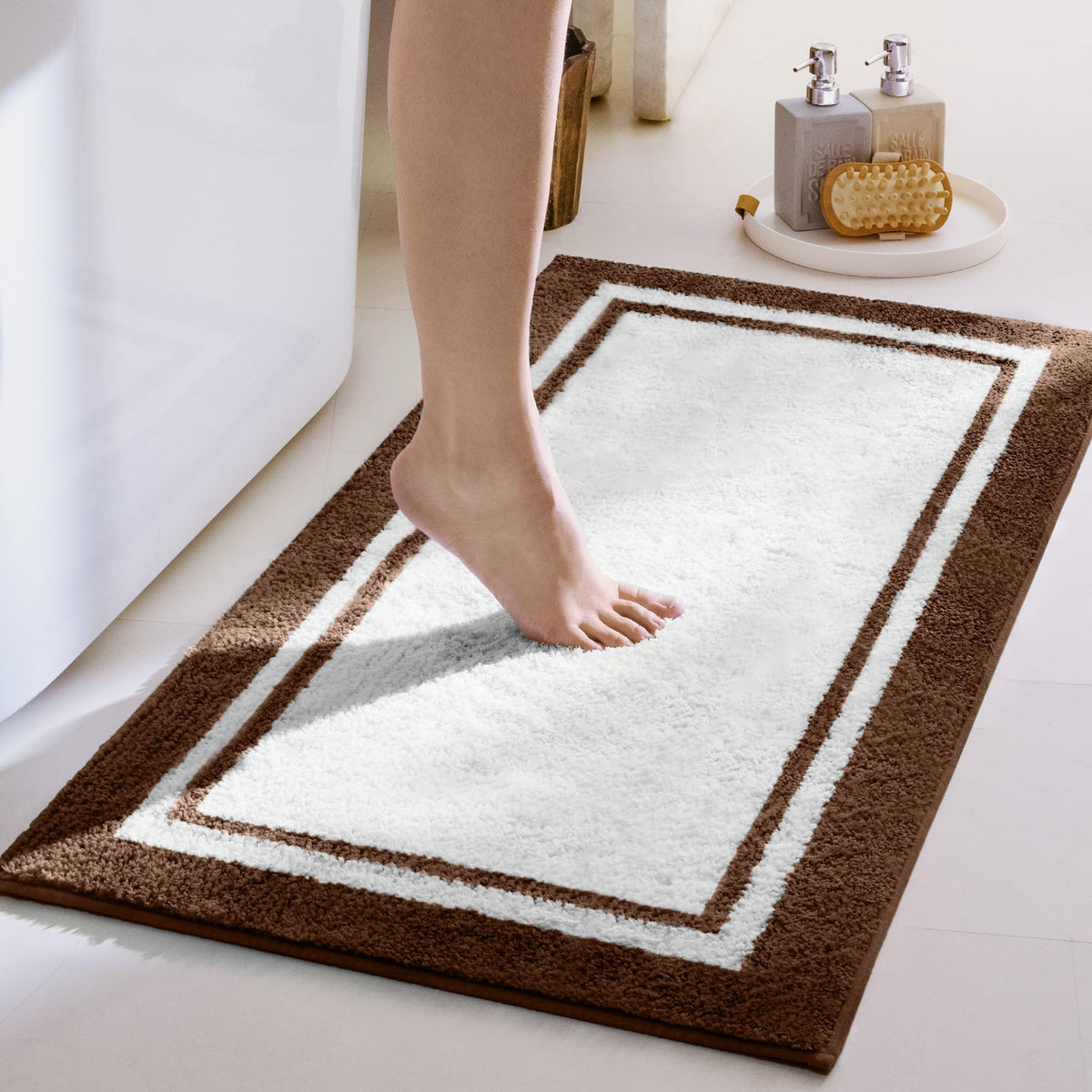 GRANNY SAYS Blue Bathroom Rug 16" x 24", Non-Slip Microfiber Bath Mat