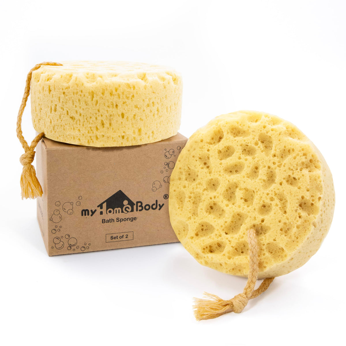 myHomeBody Bath Sponge, Foam Loofah, Shower Sponge for Body, Curvy, 3 Pack