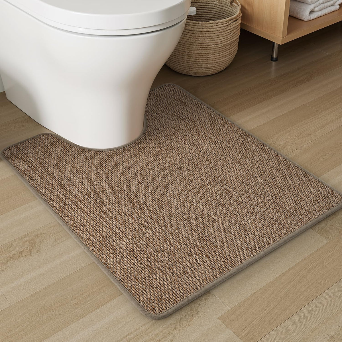 PADOOR Non-Slip Bath Mat, Braided Absorbent Bathroom Mat, 17''x24'' Beige
