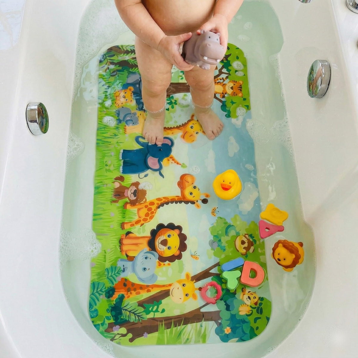 BEEHOMEE Kids Bath Mat for Tub, Non-Slip Toddler Bathtub Mat(Blue-Octopus)