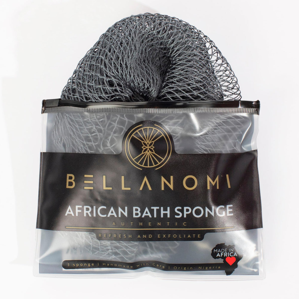 BELLANOMI African Exfoliating Net Sponge, Authentic, Ethically sourced from Nigeria, 45 inches Long, Back Scrubber for Daily use (Emerald Green)