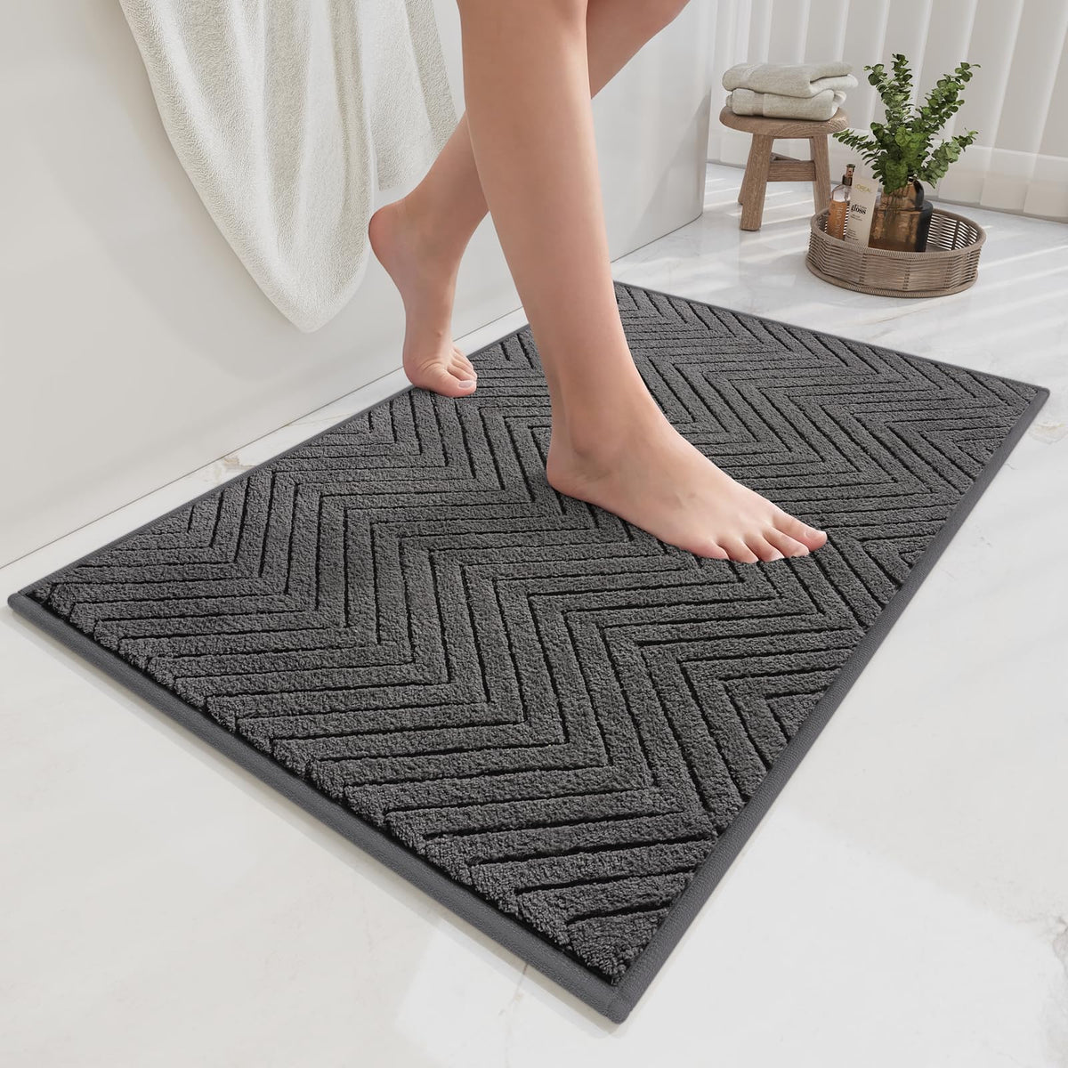 Bathroom Rugs Sets, Thin Non Slip Bath Mat Browm 16"x24"-2 Piece