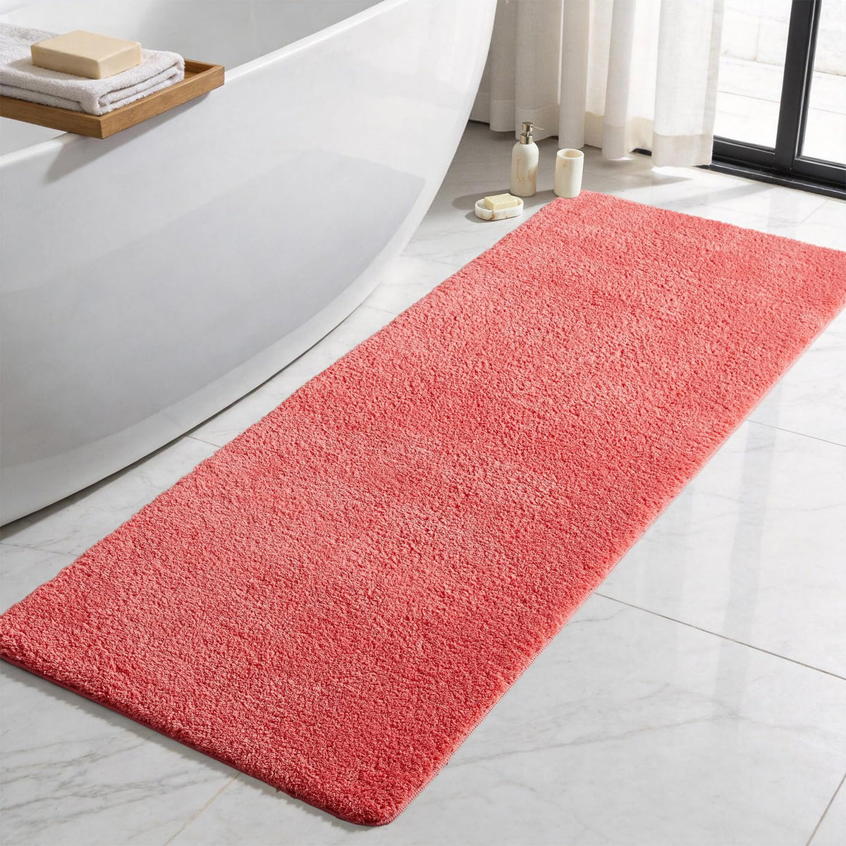 TYUU Black Bathroom Rug, Ultra Soft Bath Rugs Non Slip Washable, Super Absorbent Quick Dry Small Bath Mat with Rubber Backing for Bathroom Floor, Shower, or Sink, Black 16" x 24"