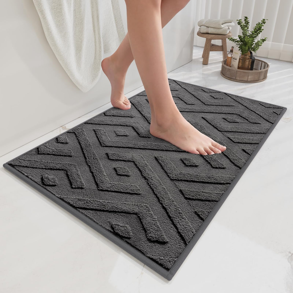 Bathroom Rugs Sets, Thin Non Slip Bath Mat Browm 16"x24"-2 Piece