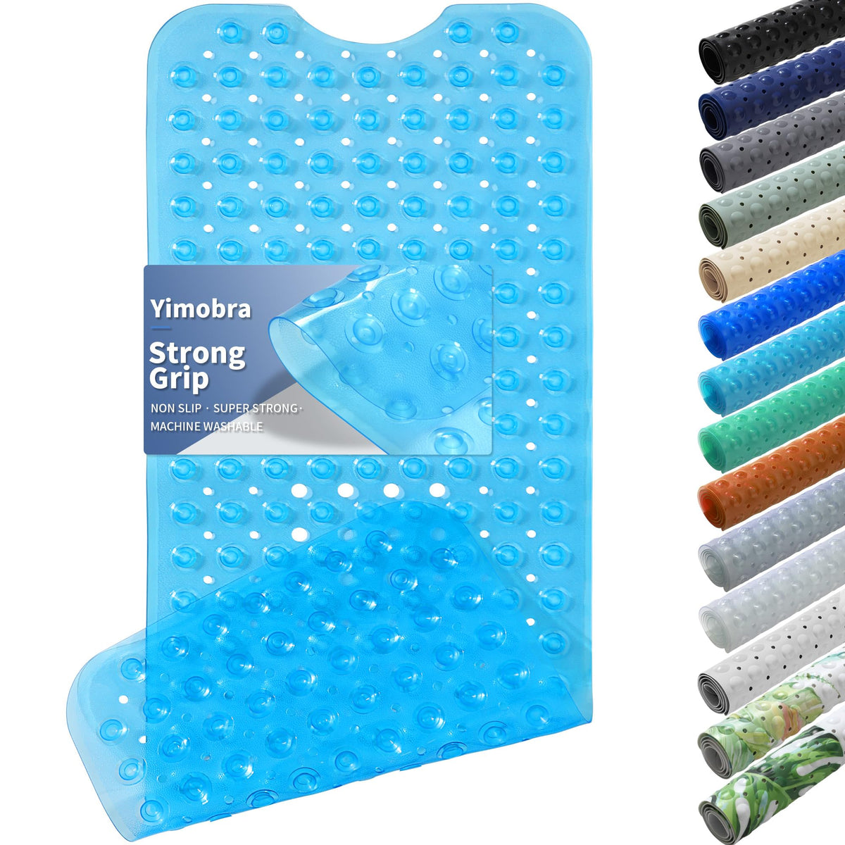 Yimobra White Non Slip Bath Mat for Tub 40x16, Extra Long Bath Tub Mat