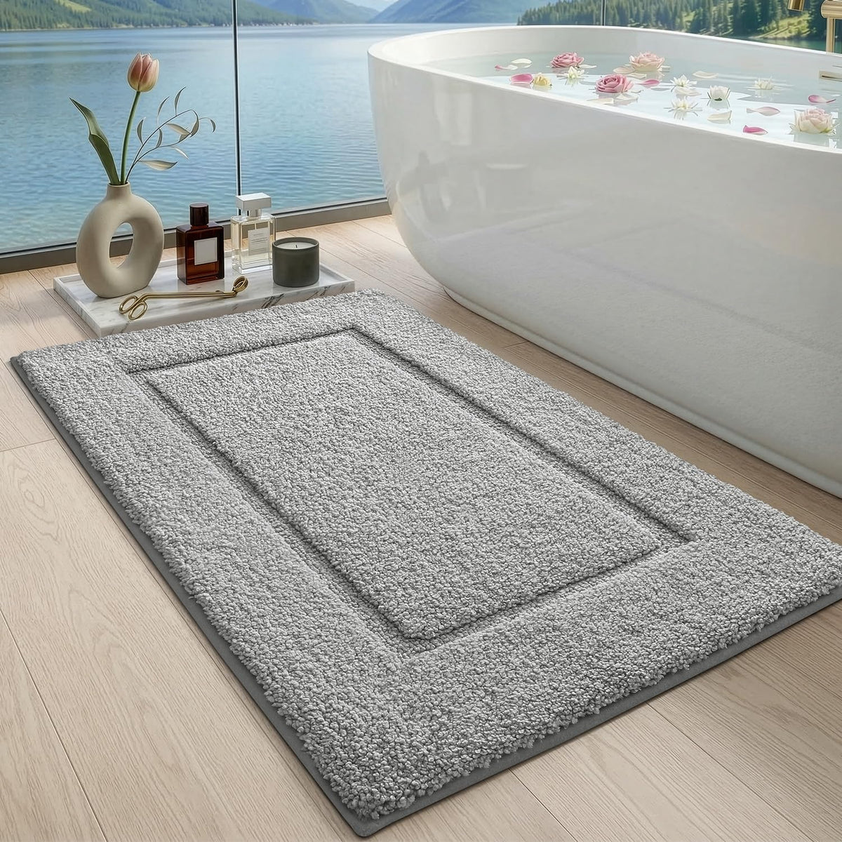 DEXI Bath Mat 24x16, Soft Absorbent Bathroom Rugs Non Slip, White