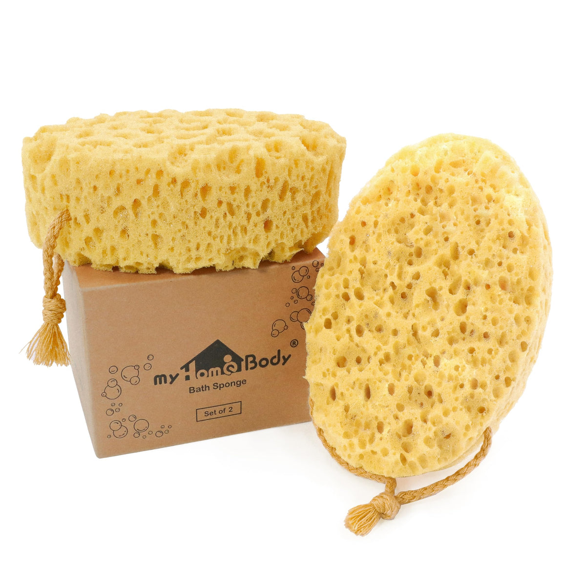 myHomeBody Bath Sponge, Foam Loofah, Shower Sponge for Body, Curvy, 3 Pack