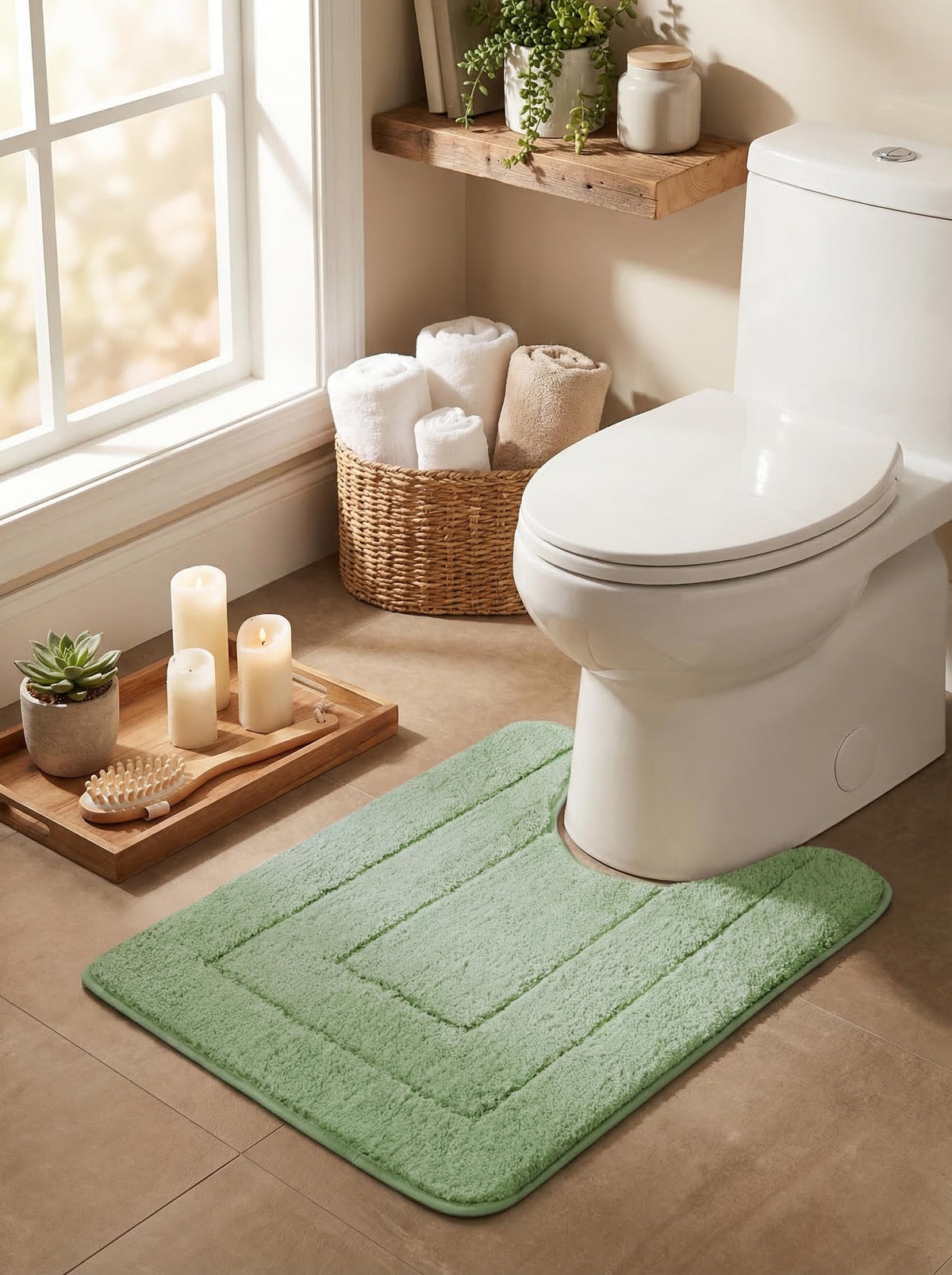 GRANNY SAYS Blue Bathroom Rug 16" x 24", Non-Slip Microfiber Bath Mat