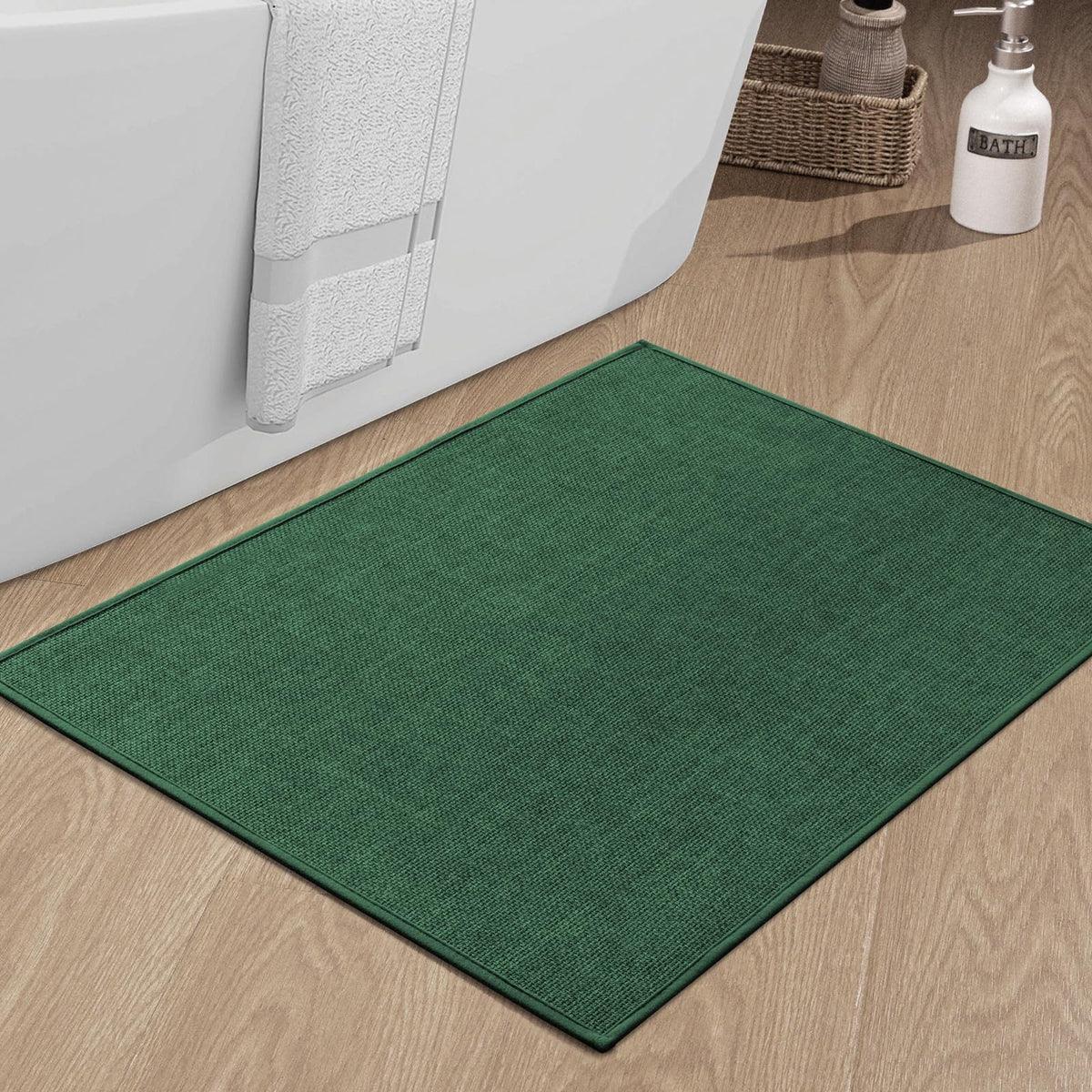 chakme Bathroom Rugs Mat 24x17, Ultra Thin Non Slip Bath Mat Small Quick Dry Absorbent Bath Mat for Bathroom Floor, (Black, 24"x17")