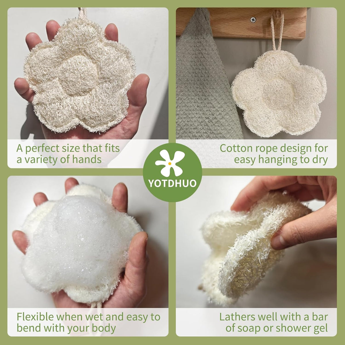 Travel Loofah Made from Real Egyptian Shower Loofah Spong Natural,Rough,Exfoliating,Quick-Drying,Lightweight,Rich Foam,Designed for Travel Convenient to Pack and Carry(2pack)