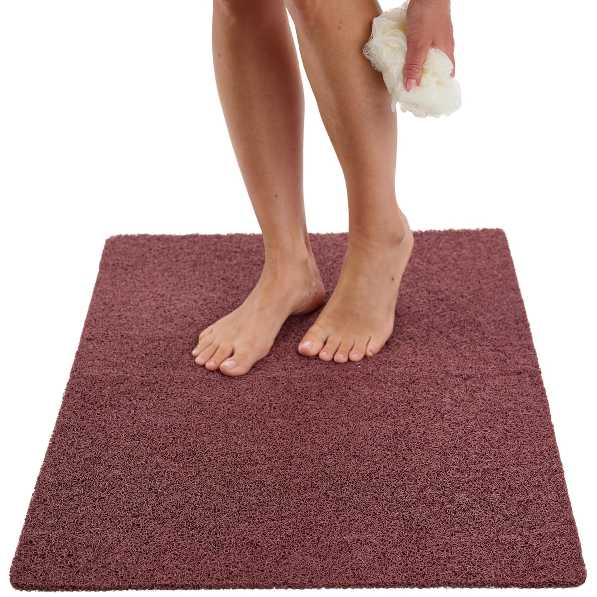 Non Slip Bathtub Mat Shower Mat for Tub - Loofah Bath Mats for Bathroom - 40x16 Bathtub Floor Mat - Textured Anti Slip Bath Mat Without Suction Cups - Secure Mat for Wet Areas (40x16 Pebble Blue)
