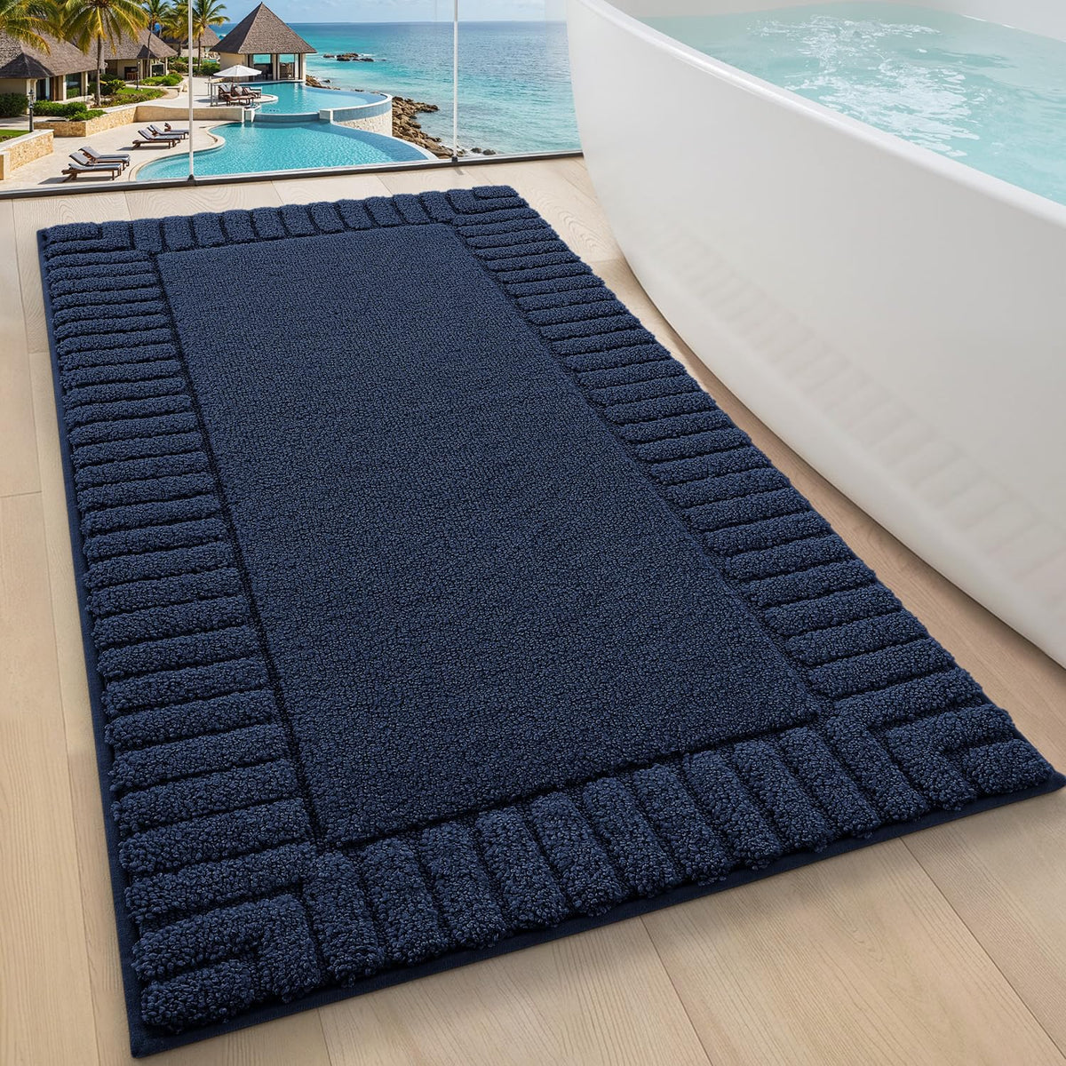 LUMI Soft Bathroom Rugs Absorbent, Non Slip Bath Mat 16x24, Beige