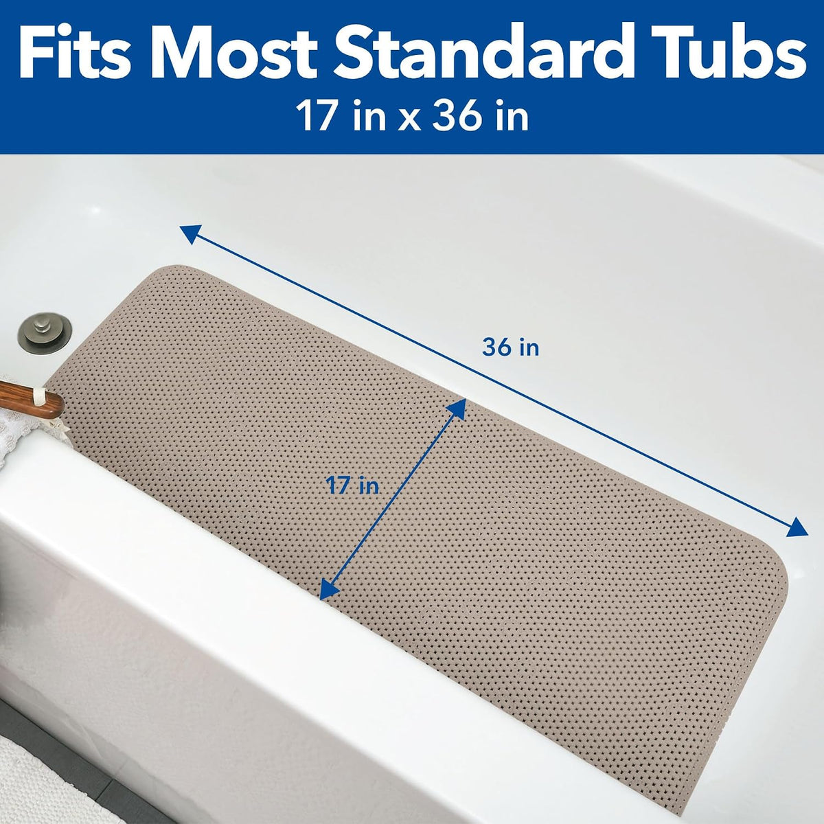 Clorox by Duck Cushioned Foam Bath Mat for Tubs, 17 In. x 36 In, White