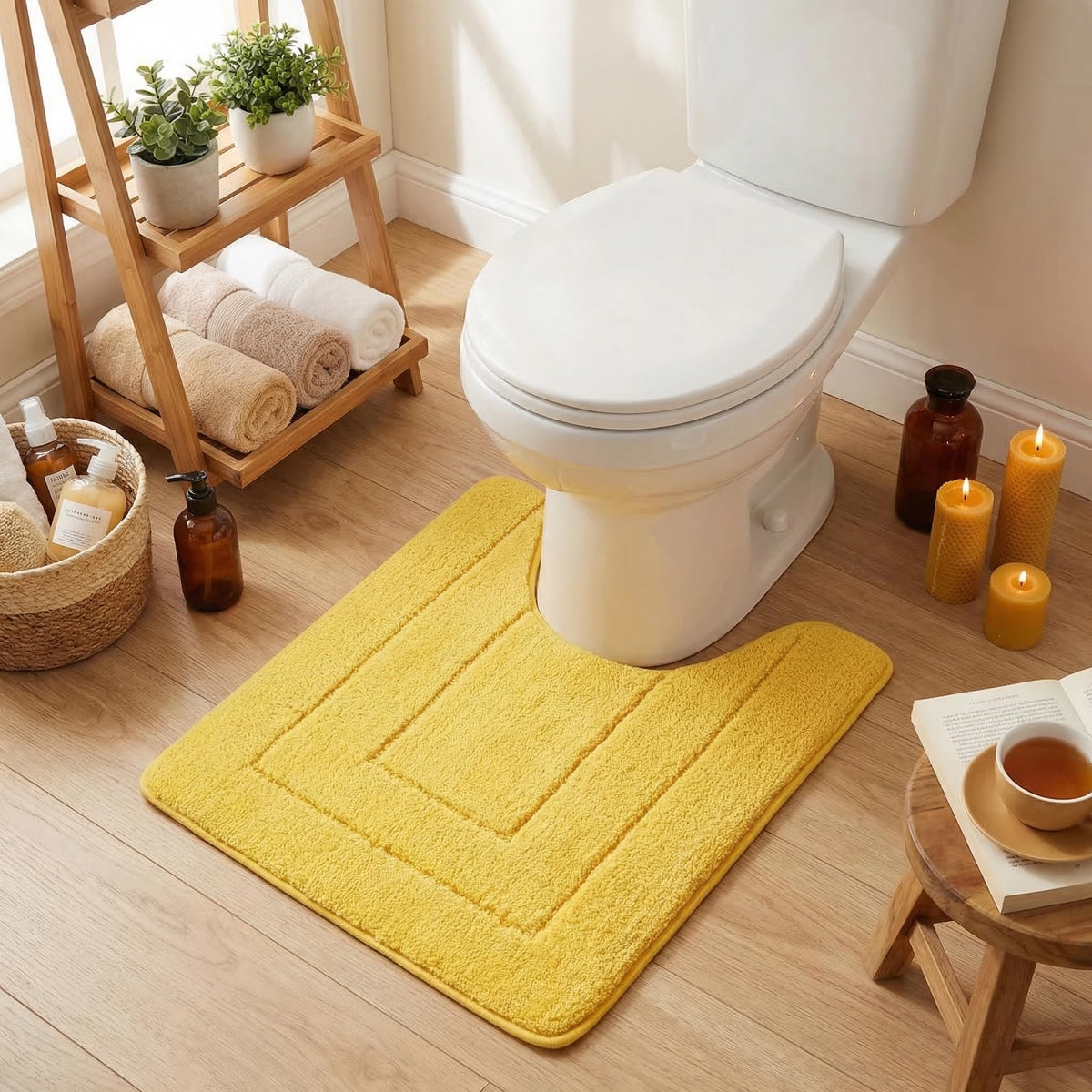 GRANNY SAYS Blue Bathroom Rug 16" x 24", Non-Slip Microfiber Bath Mat