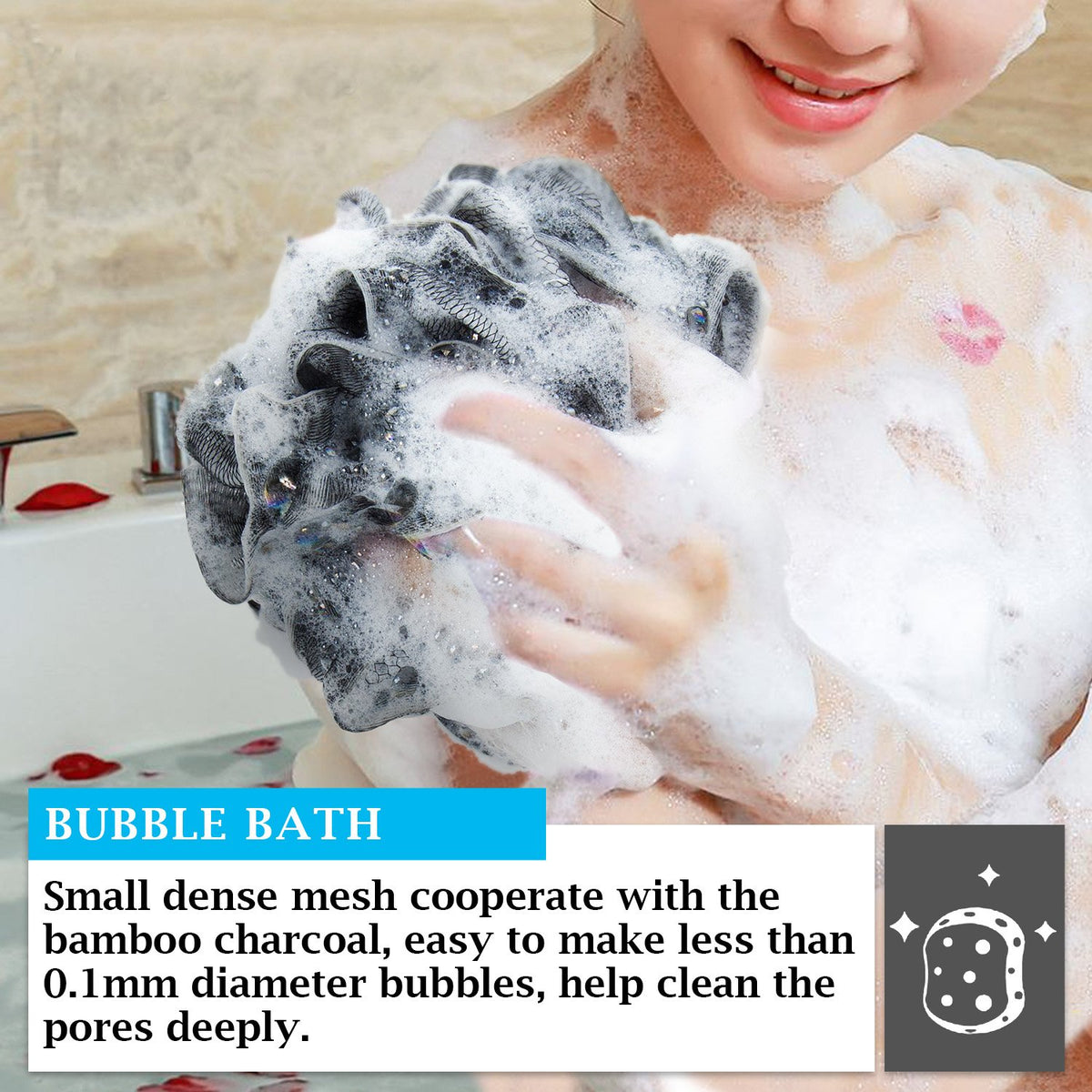 Bath Loofahs Sponge Shower Pouf Body Scrubber Mesh Pouf Bath Sponge 3 Pack