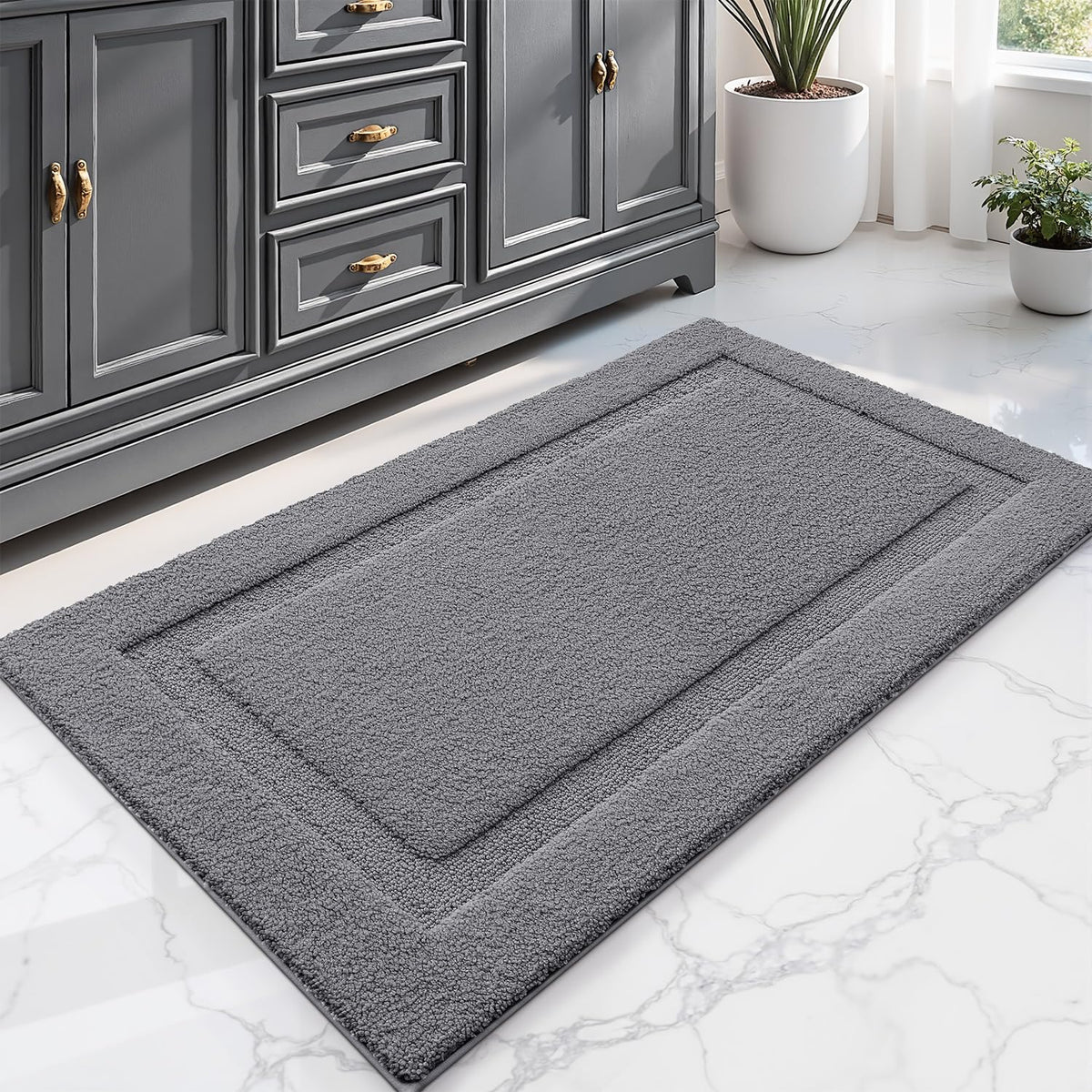 LUMI Ultra Soft Bathroom Rugs Absorbent, Non Slip Bath Mat 24x36, White
