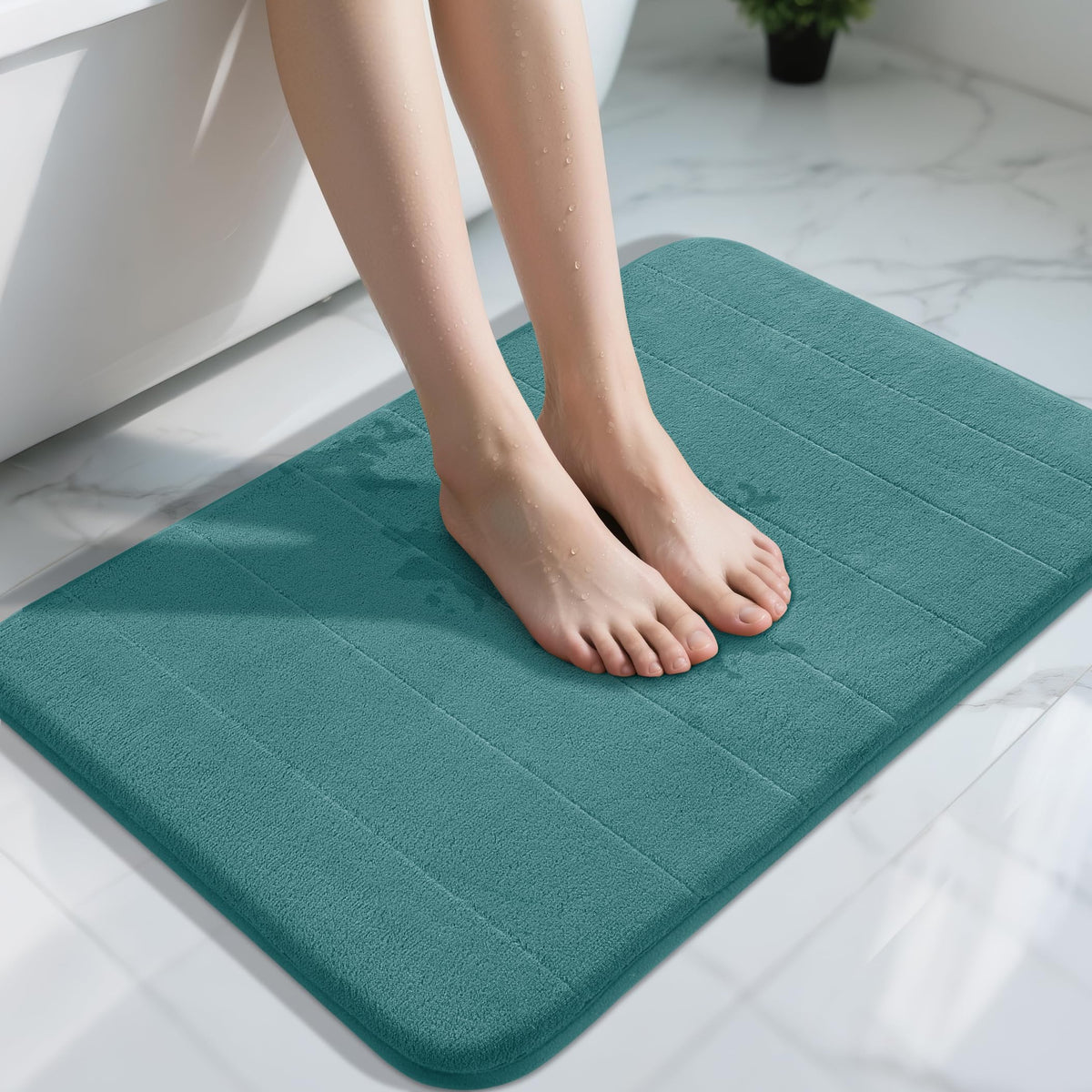 Yimobra Memory Foam Bath Mat, Super Soft Absorbent Bathroom Rug Non Slip 31.5x20 Inch, Quick Dry, Machine Washable Floor Carpet for Tub Shower, Home Decor Accessories, Beige