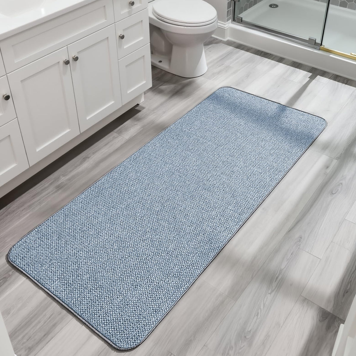 Bath Mat,Ultra Thin Bathroom Rugs,Rubber Bath Mats for Bathroom,No Slip Bath Rugs,Quick Dry,Machine Washable,Low Pile,Absorbent,Shower Outside,Sink,Home Decor Accessories.Blue,1'5"x2'3"(17x27inch)