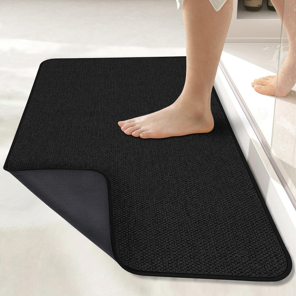 Bath Mat,Ultra Thin Bathroom Rugs,Rubber Bath Mats for Bathroom,No Slip Bath Rugs,Quick Dry,Machine Washable,Low Pile,Absorbent,Shower Outside,Sink,Home Decor Accessories.Blue,1'5"x2'3"(17x27inch)