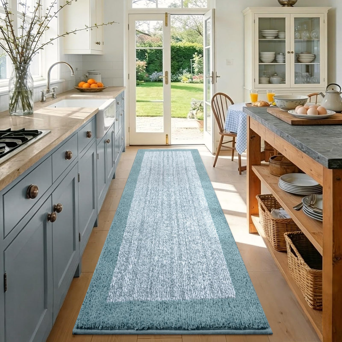 Long 2x4 Ft (48''x24'') Bathroom Rugs, Non Slip Washable Bath Mat Grey
