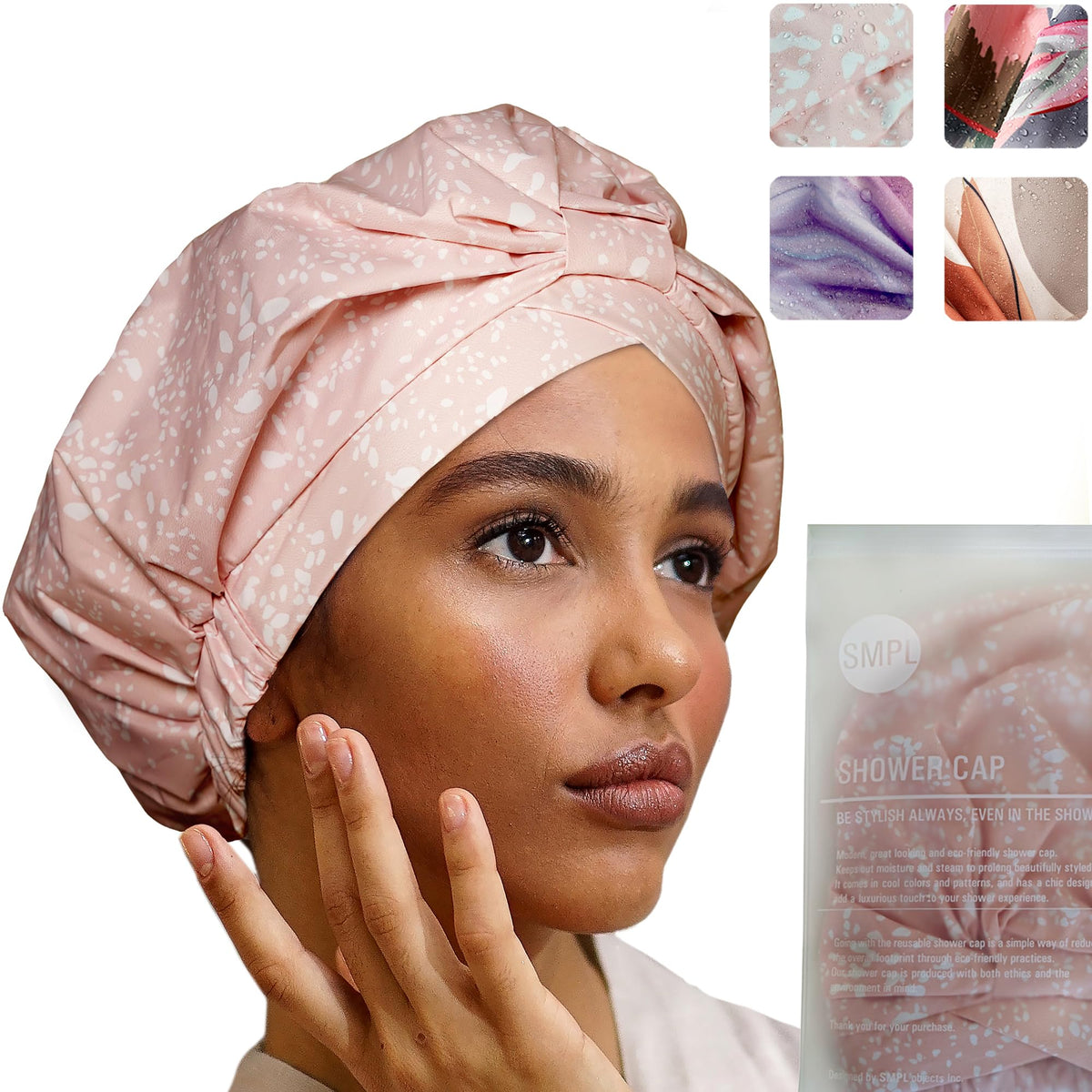 Reusable Shower Cap for Women Reusable Waterproof – Leakproof, Nonslip Hair Cap for Shower Flexiband – Soft, Breathable, Durable Christmas Shower Caps by SMPL OBJECTS (Tropical)