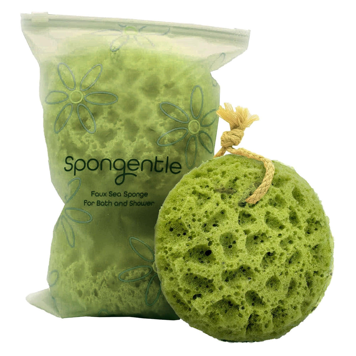Spongentle Loofah Sponge for Shower and Bathing, Bath Sponge with Dual Texture, Shower Pouf for Gentle and Deep Exfoliation, Large Size Body Scrubber for Men & Women, PU Foam, 37% More Lather, 2 Pack